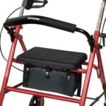 4 Wheel Rollator McKesson Red/ Blue Adjustable Height / Folding Steel Frame - Image 4