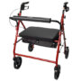 Bariatric 4 Wheel Rollator McKesson Red 19 Inch Base Width Adjustable Height / Heavy Duty / Folding Steel Frame